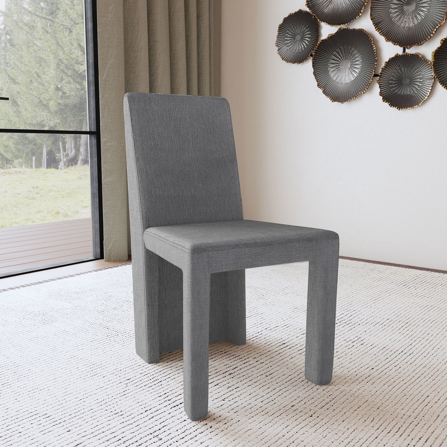 chaviano velvet upholstered dining side chair grey (set of 2)