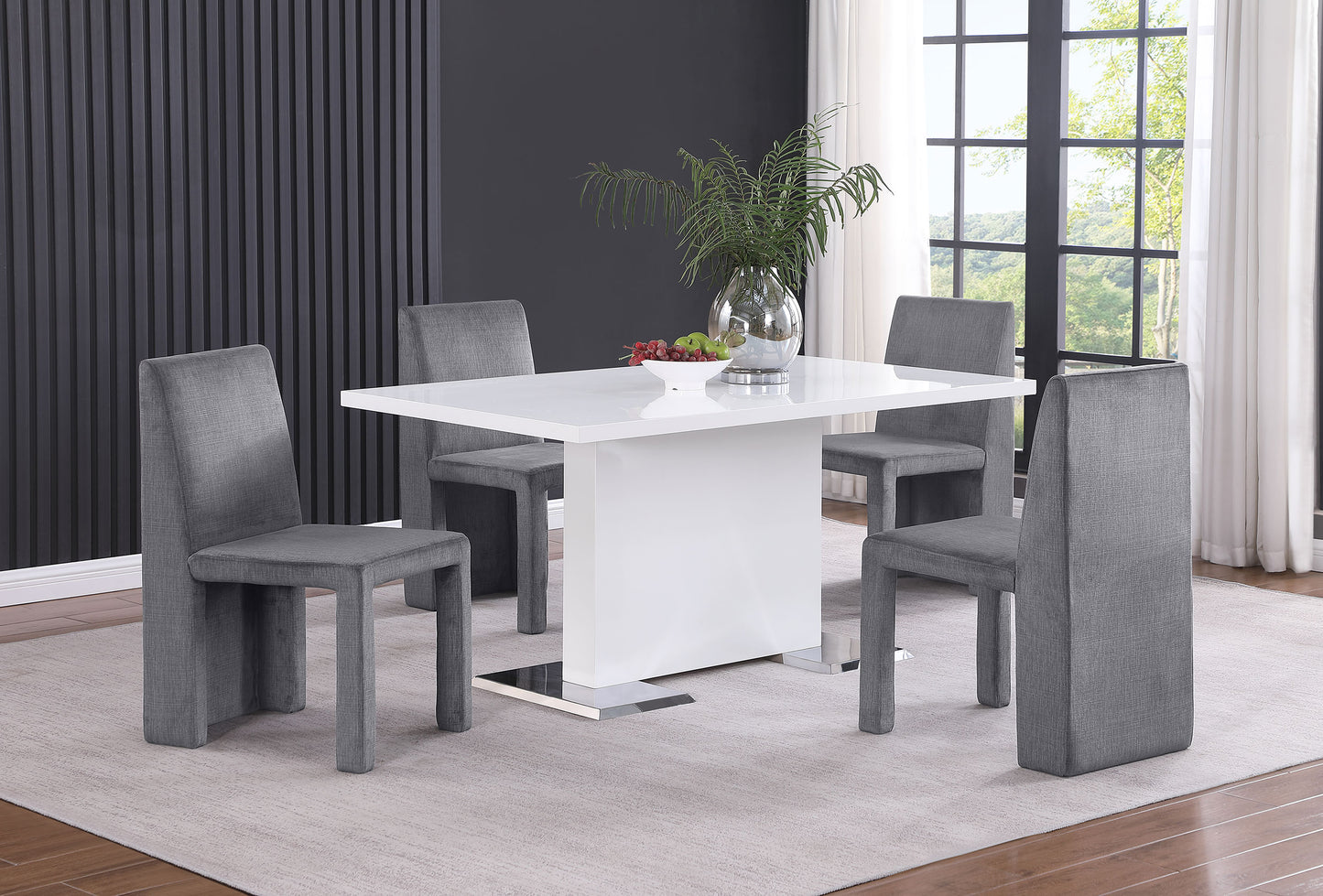 chaviano velvet upholstered dining side chair grey (set of 2)