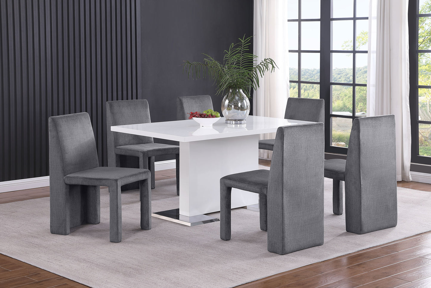 chaviano velvet upholstered dining side chair grey (set of 2)