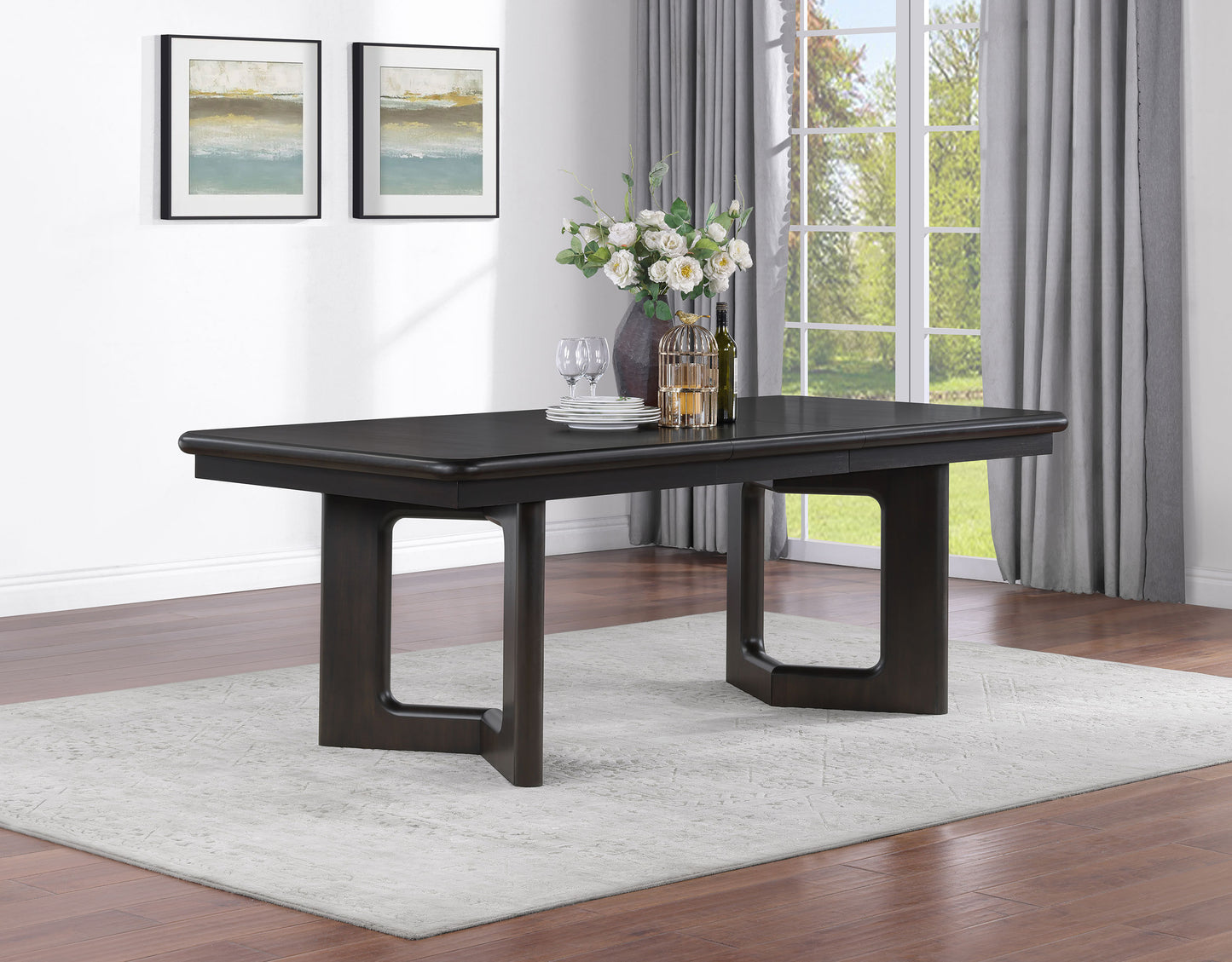 victoria 84-inch extension leaf dining table acacia brown