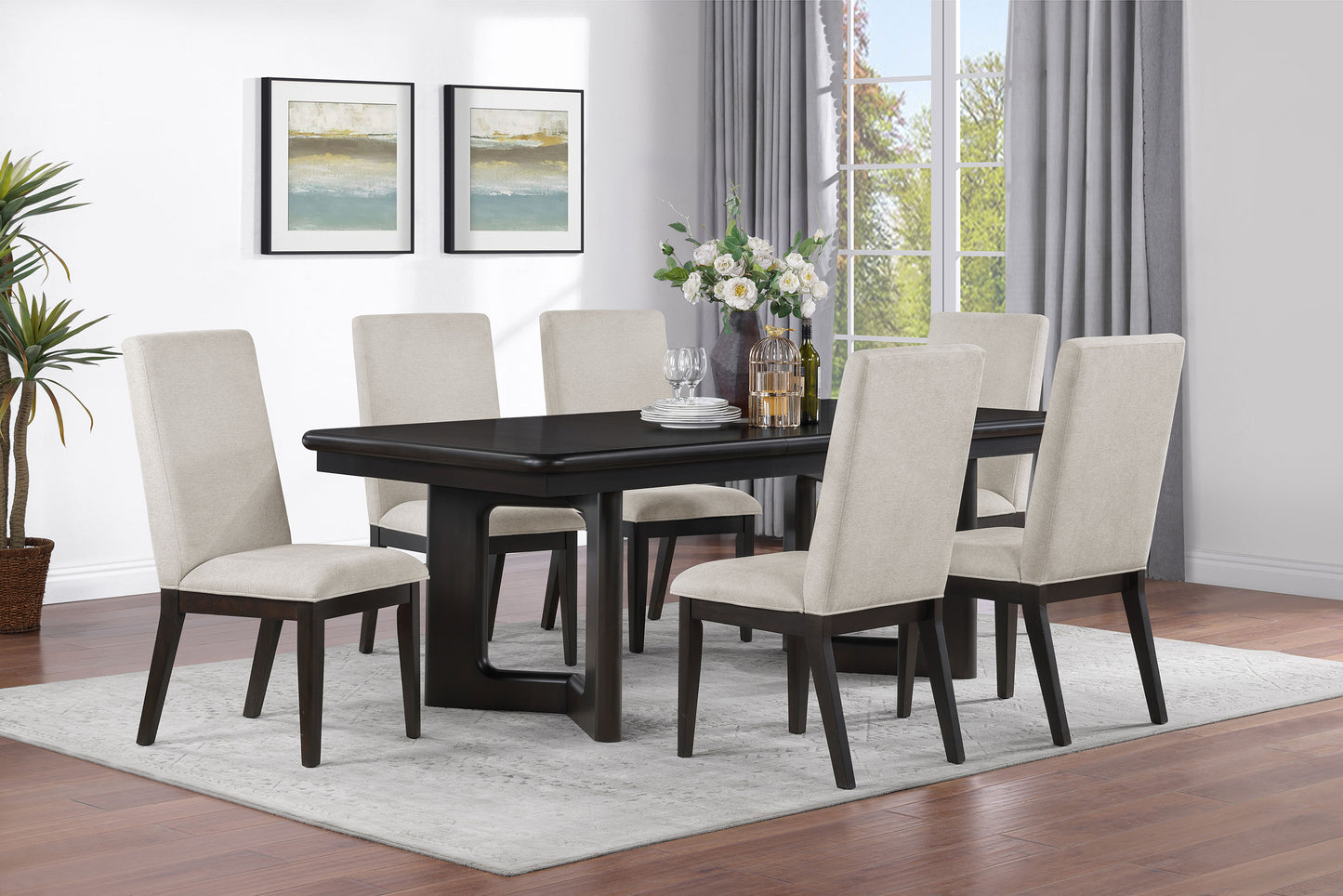 victoria 84-inch extension leaf dining table acacia brown