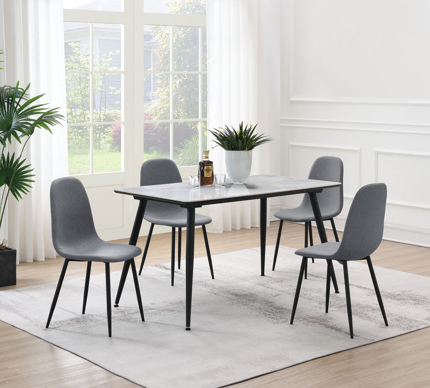 samantha 5-piece rectangular dining table set greygrey marble