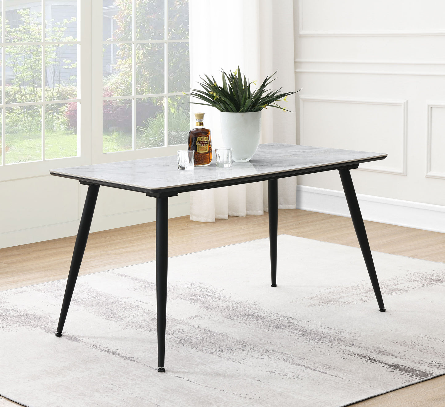 stonenesse rectangular 55-inch ceramic top dining table grey