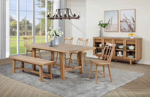 Shirley 6-piece Extension Leaf Dining Set Natural Brown