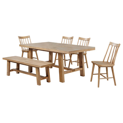 Shirley 6-piece Extension Leaf Dining Set Natural Brown