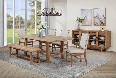 Shirley 6-piece Extension Leaf Dining Set Brown and Beige