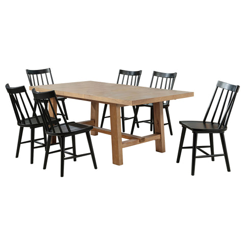Shirley 7-piece Extension Leaf Dining Set Brown and Black