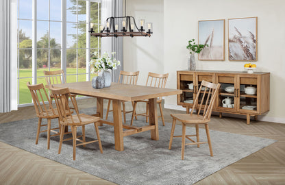 Shirley 7-piece Extension Leaf Dining Set Natural Brown