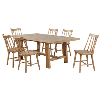 Shirley 7-piece Extension Leaf Dining Set Natural Brown