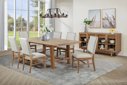 Shirley 7-piece Extension Leaf Dining Set Brown and Beige