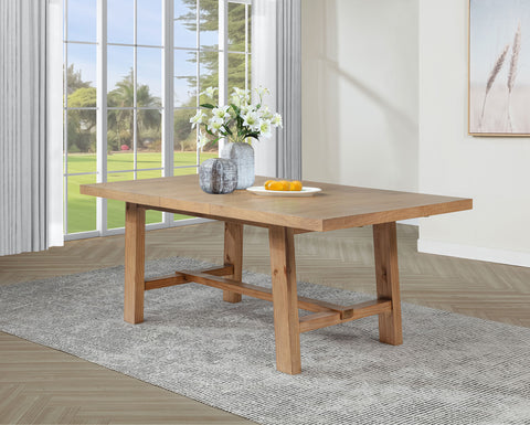 Shirley 76-inch Extension Leaf Dining Table Natural Brown