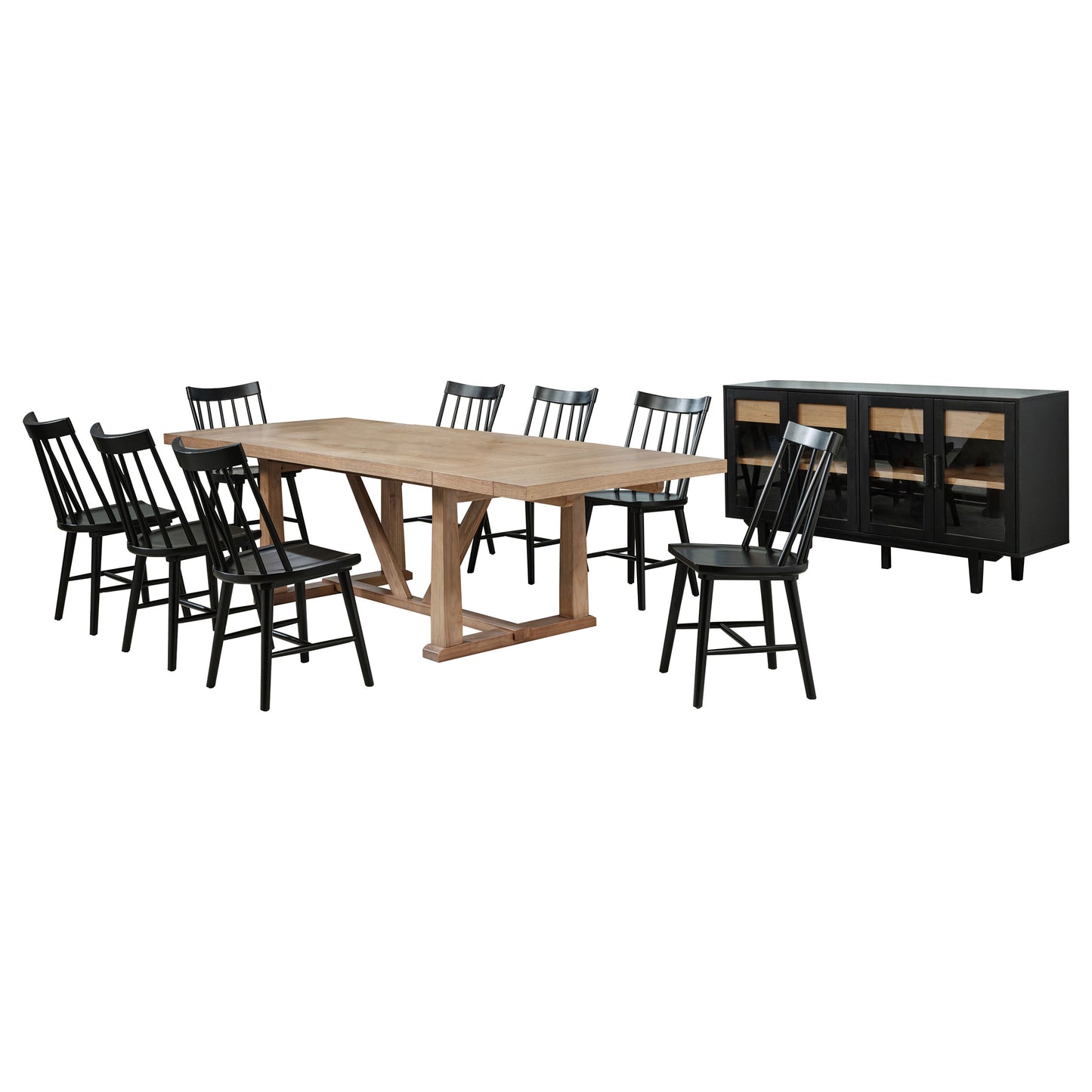shirley 10-piece extension leaf dining set natural brown