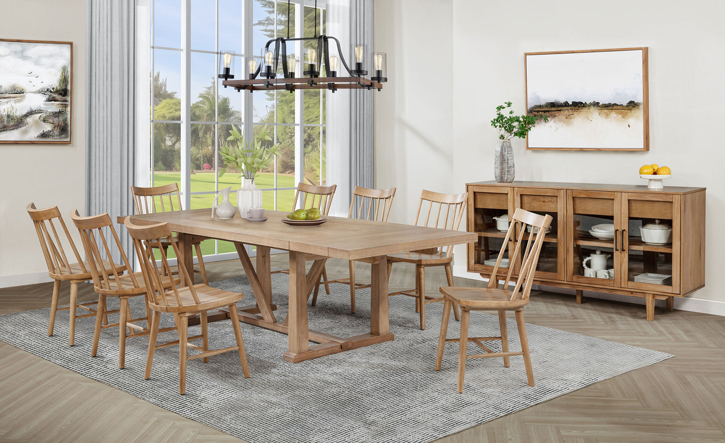 shirley 10-piece extension leaf dining set brown and black