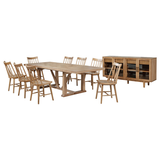 Shirley 10-piece Extension Leaf Dining Set Brown and Black