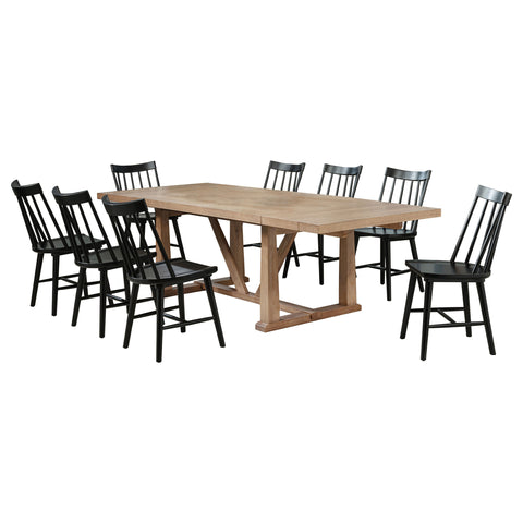 Shirley 9-piece Extension Leaf Dining Set Brown and Black