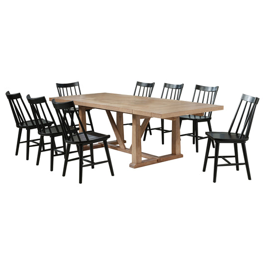 Shirley 9-piece Extension Leaf Dining Set Brown and Black