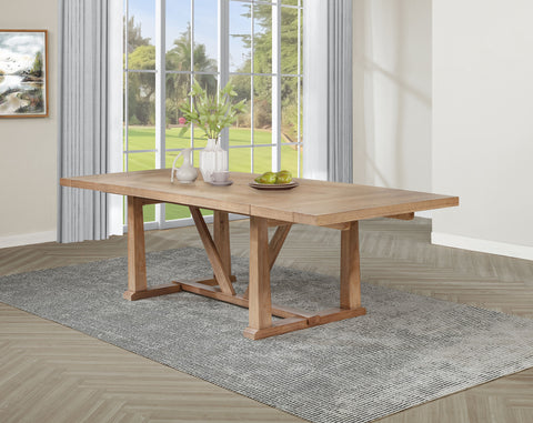 Shirley 106-inch Extension Leaf Dining Table Natural Brown