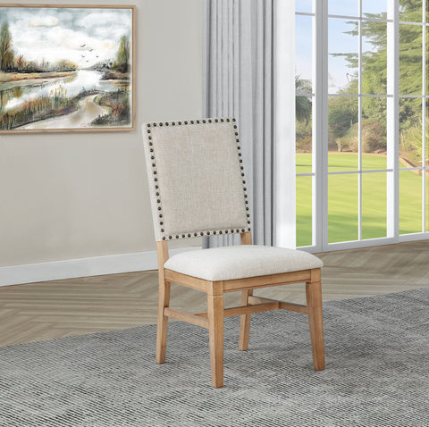 Shirley Upholstered Dining Side Chair Beige (Set of 2)