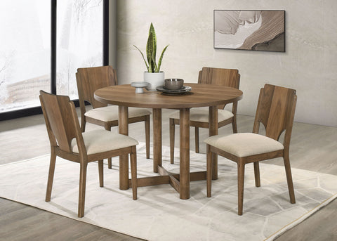Dennis 5-piece 46-inch Round Wood Dining Table Set WalnutWalnut