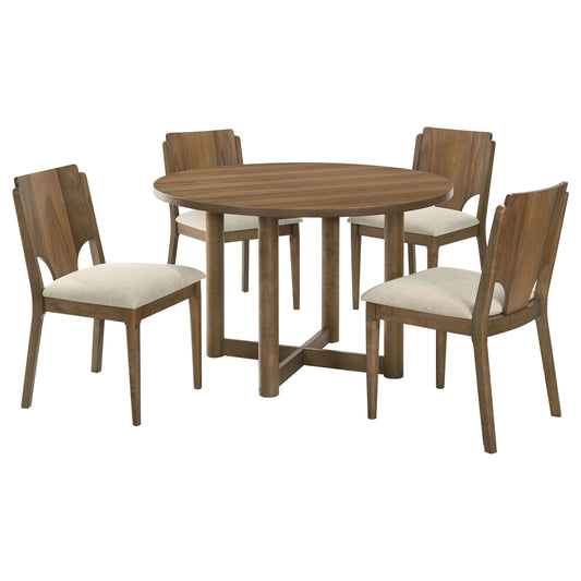 Dennis 5-piece 46-inch Round Wood Dining Table Set WalnutWalnut