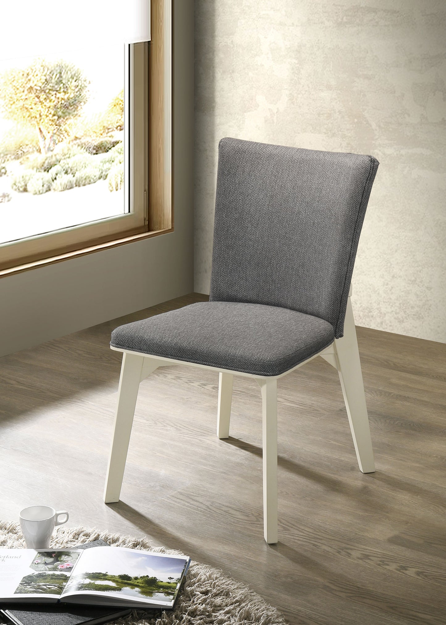 barrand upholstered dining side chair grey (set of 2)grey / distressed white