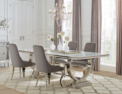 Bellaire 5-piece Rectangular Glass Top Dining Table Set GreyGrey