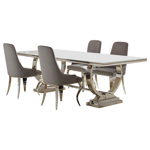 Bellaire 5-piece Rectangular Glass Top Dining Table Set GreyGrey