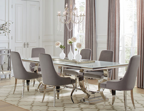 Bellaire 7-piece Rectangular Glass Top Dining Table Set GreyGrey
