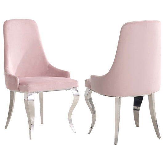 Bellaire Velvet Upholstered Dining Side Chair Pink (Set of 2)Light Pink