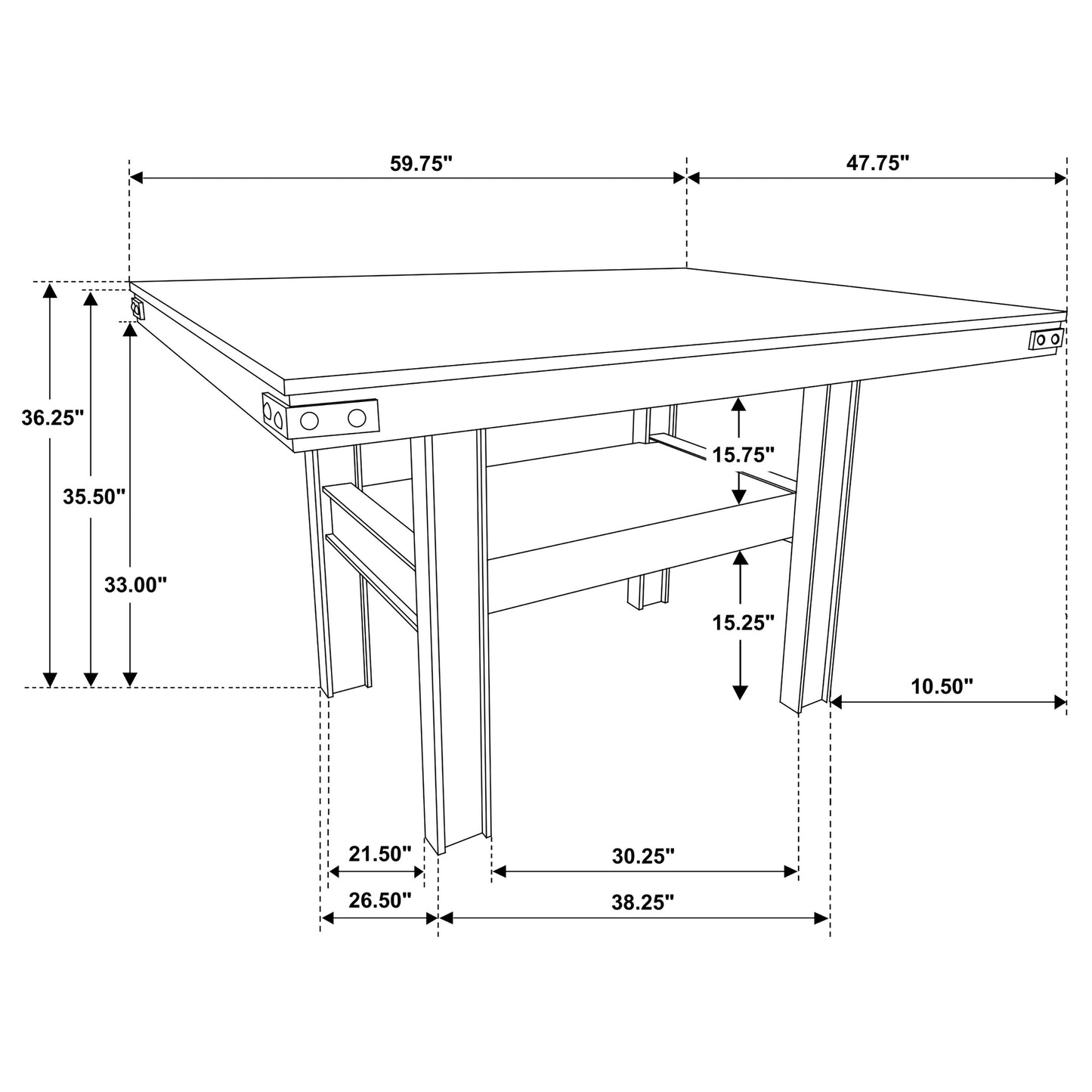 frankie 60-inch counter height dining table mango oak