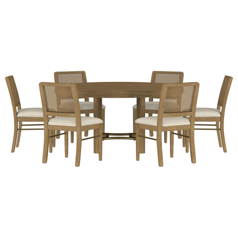 Tilbury 7-piece Round Dining Room Table Set Sand Wash
