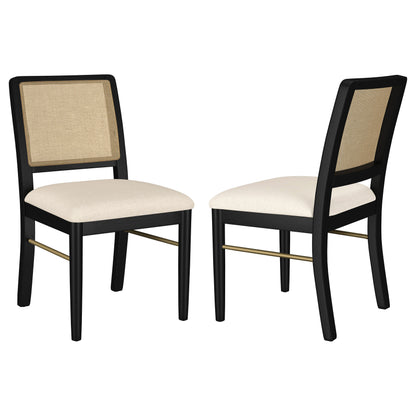 Linnea Rattan Cane Dining Side Chair Black (Set of 2)