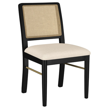 Linnea Rattan Cane Dining Side Chair Black (Set of 2)