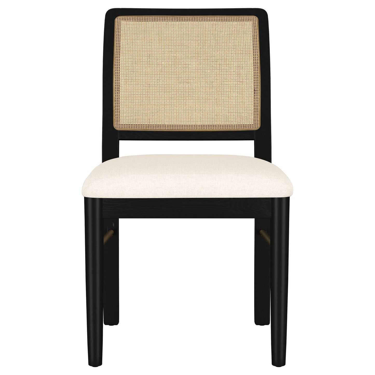 linnea rattan cane dining side chair black (set of 2)