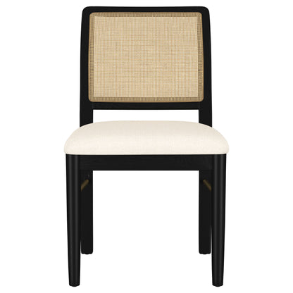 Linnea Rattan Cane Dining Side Chair Black (Set of 2)