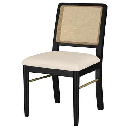 Linnea Rattan Cane Dining Side Chair Black (Set of 2)