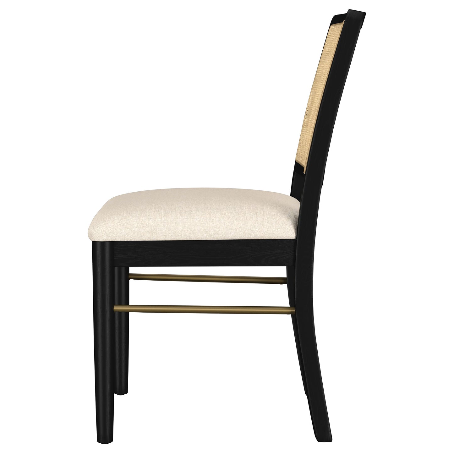 linnea rattan cane dining side chair black (set of 2)