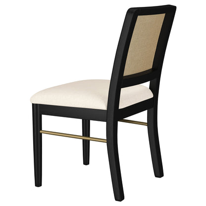 Linnea Rattan Cane Dining Side Chair Black (Set of 2)