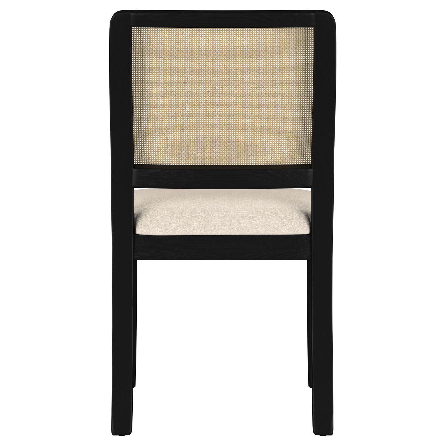 linnea rattan cane dining side chair black (set of 2)