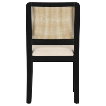 Linnea Rattan Cane Dining Side Chair Black (Set of 2)