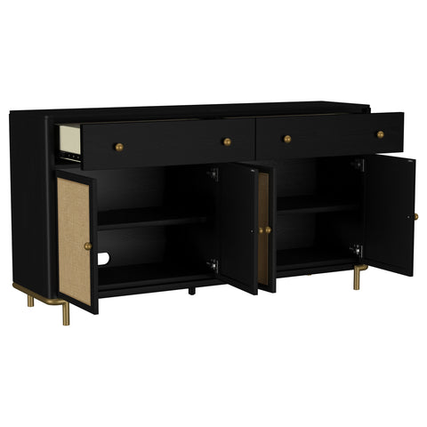 Linnea 2-drawer Cane Door Dining Sideboard Server Black
