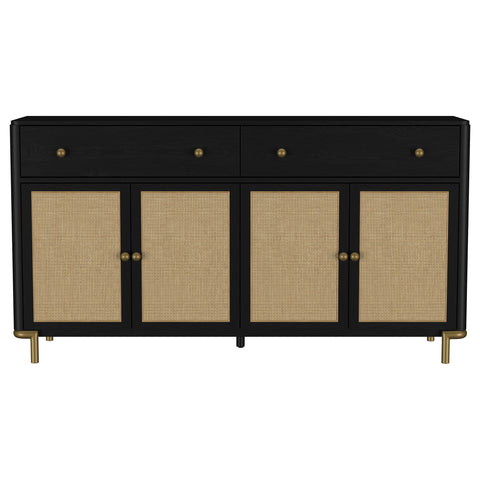 Linnea 2-drawer Cane Door Dining Sideboard Server Black