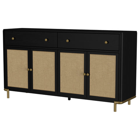 Linnea 2-drawer Cane Door Dining Sideboard Server Black