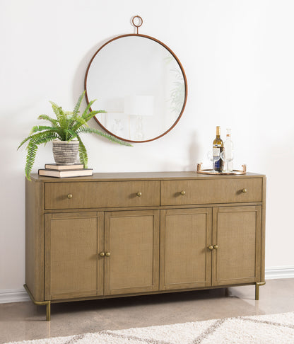 Linnea 2-drawer Cane Door Dining Sideboard Server Sand Wash