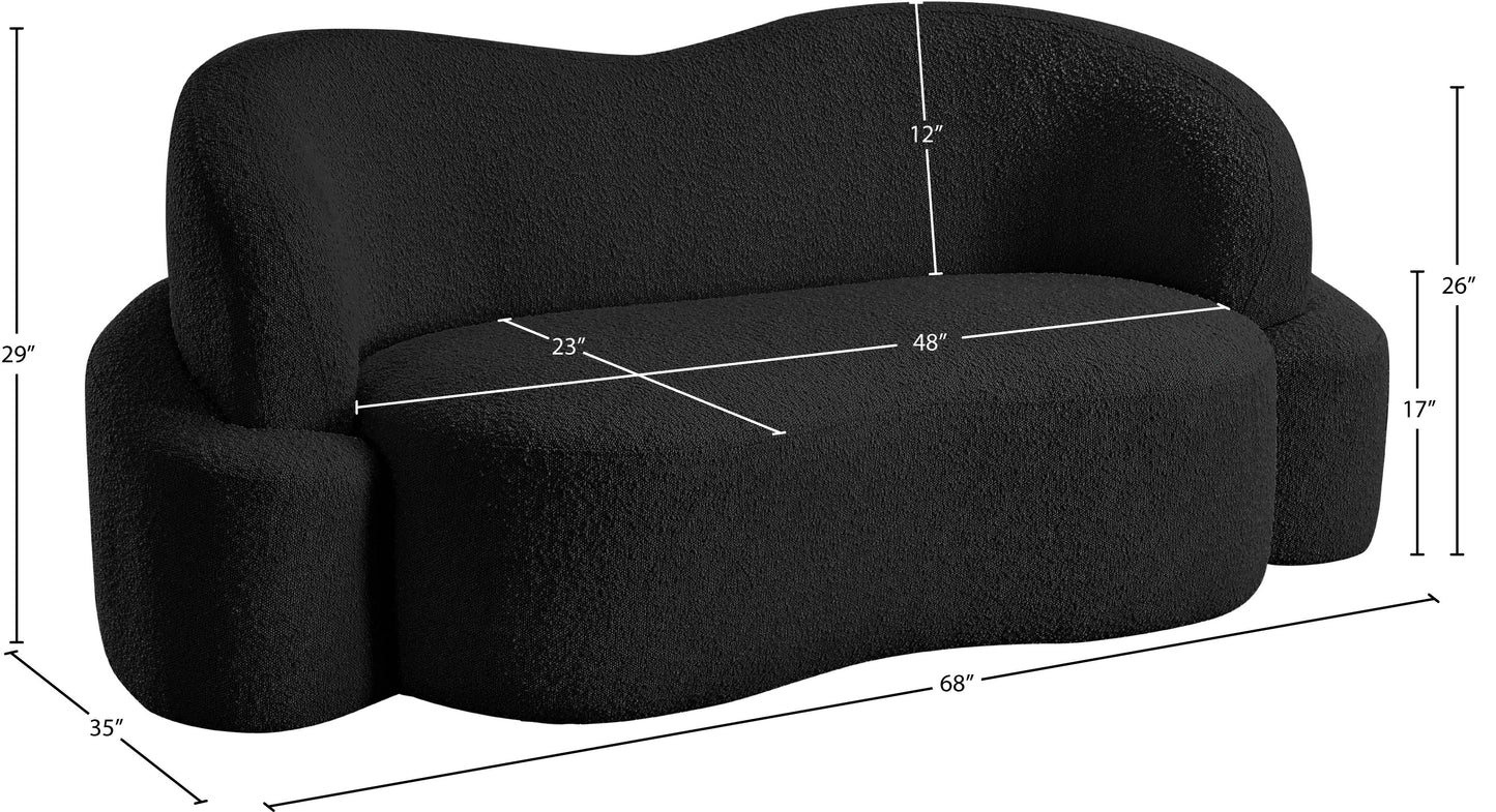 vance black boucle fabric loveseat l