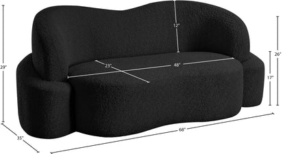 Vance Black Boucle Fabric Loveseat L