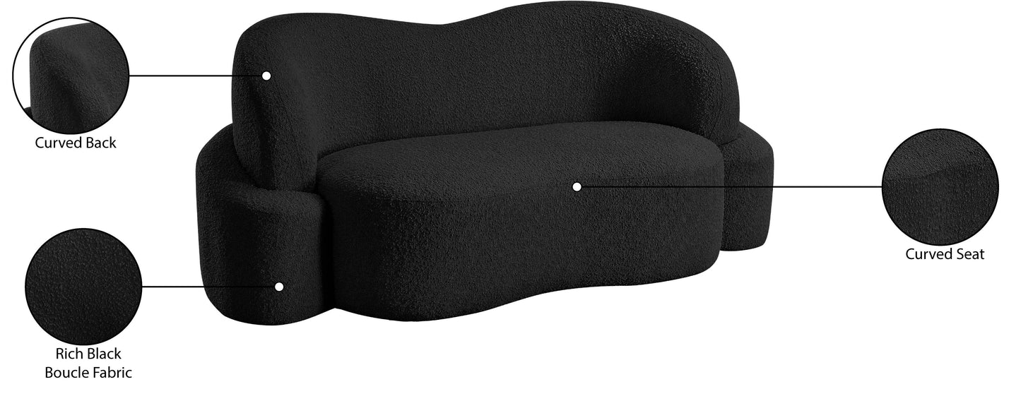 vance black boucle fabric loveseat l