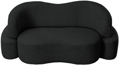 Vance Black Boucle Fabric Loveseat L