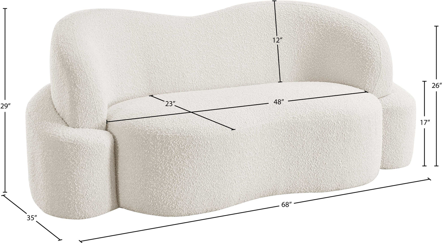 vance cream boucle fabric loveseat l