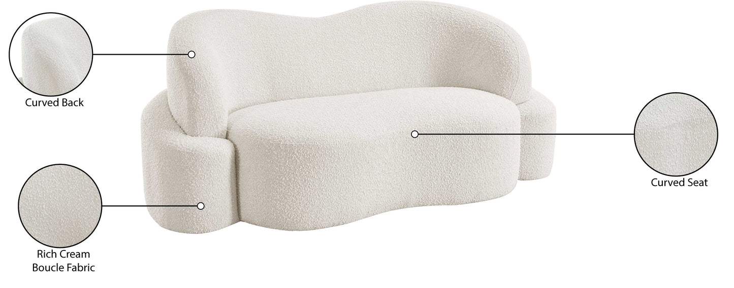 vance cream boucle fabric loveseat l